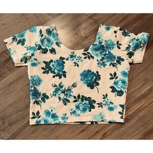 Vintage American Apparel Crop Top Medium Floral 90s Y2K BabyDoll Mall Novelty